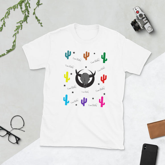 Bull, multi color cactus, Conniebunchez (White) Short-Sleeve Unisex T-Shirt